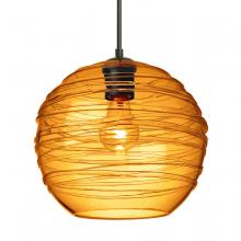 Besa Lighting J-462782-BK - Besa Wave 10 Pendant For Multiport Canopy Black Amber 1x60W MAX E26 Base