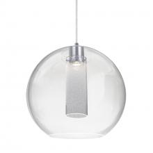 Besa Lighting J-ELICL-LED-SN - Besa Eli Pendant, Clear/Inner Bubble, Black Finish, 1x9W LED