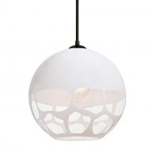 Besa Lighting J-ROCKYWH-BK - Besa, Rocky Cord Pendant For Multiport Canopies, White, Black Finish, 1x60W MAX E26 Base