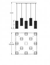 Hammerton CHB0020-09-GP-F-C01-E2 - Downtown Mesh Square 9pc Multi-Pendant