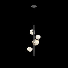 Hammerton CHB0039-T4-MB-A-001-L3 - Gem 4pc Twisted Vine-Matte Black-Amber Blown Glass-Threaded Rod Suspension-LED 3000K