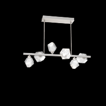 Hammerton PLB0039-T6-BS-C-001-L1 - Gem 6pc Twisted Branch-Beige Silver-Clear Blown Glass-Threaded Rod Suspension-LED 2700K