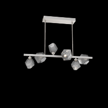 Hammerton PLB0039-T6-BS-S-001-L1 - Gem 6pc Twisted Branch-Beige Silver-Smoke Blown Glass-Threaded Rod Suspension-LED 2700K