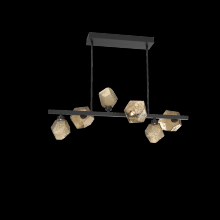 Hammerton PLB0039-T6-MB-B-001-L1 - Gem 6pc Twisted Branch-Matte Black-Bronze Blown Glass-Threaded Rod Suspension-LED 2700K