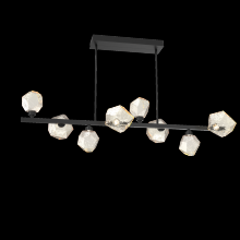 Hammerton PLB0039-T8-MB-A-001-L1 - Gem 8pc Twisted Branch-Matte Black-Amber Blown Glass-Threaded Rod Suspension-LED 2700K