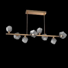 Hammerton PLB0039-T8-NB-S-001-L1 - Gem 8pc Twisted Branch-Novel Brass-Smoke Blown Glass-Threaded Rod Suspension-LED 2700K