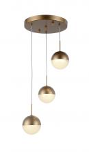 Worldwide Lighting Corp W33812MG10 - Phantasm 7.5-Watt Matte Gold Finish Integrated LEd Iced Opal Acrylic Pendant Ceiling Light 3000K 10