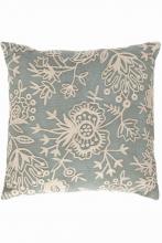 Pine Cone Hill FCLBDP22 - Fresh American Flora Crewel Light Blue indoor/outdoor pillow 22"x22"