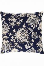 Pine Cone Hill FCNDP22 - Fresh American Flora Crewel Navy indoor/outdoor pillow 22"x22"