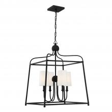 Crystorama 2244-BF - Libby Langdon Sylvan 4 Light Black Forged Lantern Chandelier