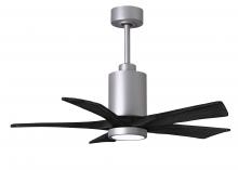 Matthews Fan Company PA5-BN-BK-42 - Patricia-5 five-blade ceiling fan in Brushed Nickel finish with 42” solid matte black wood blade