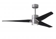 Matthews Fan Company SJ-BN-BK-60 - Super Janet three-blade ceiling fan in Brushed Nickel finish with 60” solid matte blade wood bla