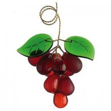 WN Sherbinin 64870 - RUBY&FROSTED RUBY GRAPE CLUSTER W/GREEN LEAVE