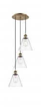 Innovations Lighting 113B-3P-AB-GBC-82 - Berkshire - 3 Light - 15 inch - Antique Brass - Cord Hung - Multi Pendant