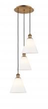 Innovations Lighting 113B-3P-BB-GBC-81 - Berkshire - 3 Light - 15 inch - Brushed Brass - Cord Hung - Multi Pendant