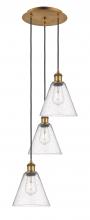 Innovations Lighting 113B-3P-BB-GBC-84 - Berkshire - 3 Light - 15 inch - Brushed Brass - Cord Hung - Multi Pendant