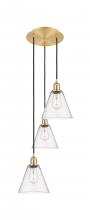 Innovations Lighting 113B-3P-SG-GBC-84 - Berkshire - 3 Light - 15 inch - Satin Gold - Cord Hung - Multi Pendant