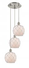 Innovations Lighting 113B-3P-SN-G121-8RW - Farmhouse Rope - 3 Light - 15 inch - Brushed Satin Nickel - Cord Hung - Multi Pendant