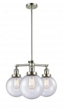 Innovations Lighting 207-PN-G204-8 - Beacon - 3 Light - 22 inch - Polished Nickel - Stem Hung - Chandelier