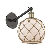 Innovations Lighting 317-1W-BAB-G121-8RB - Farmhouse Rope - 1 Light - 8 inch - Black Antique Brass - Sconce