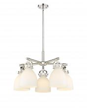 Innovations Lighting 410-5CR-PN-G412-7WH - Newton Bell - 5 Light - 26 inch - Polished Nickel - Chandelier