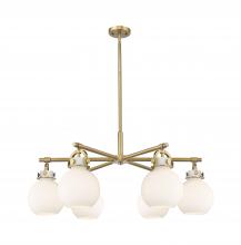 Innovations Lighting 410-6CR-BB-G410-7WH - Newton Sphere - 6 Light - 26 inch - Brushed Brass - Chandelier