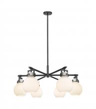 Innovations Lighting 411-6CR-BK-G410-7WH - Newton Sphere - 6 Light - 26 inch - Matte Black - Chandelier