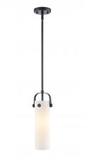 Innovations Lighting 423-1S-BK-G423-12WH - Pilaster II Cylinder - 1 Light - 12 inch Long Glass - Matte Black - Pendant