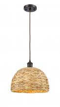 Innovations Lighting 516-1P-OB-RBD-12-NAT - Woven Rattan - 1 Light - 12 inch - Oil Rubbed Bronze - Mini Pendant