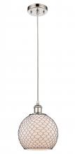 Innovations Lighting 516-1P-PN-G121-8CBK - Farmhouse Chicken Wire - 1 Light - 8 inch - Polished Nickel - Cord hung - Mini Pendant