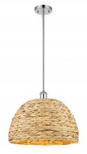 Innovations Lighting 516-1S-PC-RBD-16-NAT - Woven Rattan - 1 Light - 16 inch - Polished Chrome - Mini Pendant