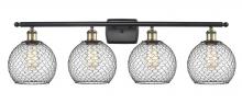 Innovations Lighting 516-4W-BAB-G122-8CBK - Farmhouse Chicken Wire - 4 Light - 38 inch - Black Antique Brass - Bath Vanity Light