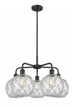 Innovations Lighting 516-5CR-BK-G122-8RW - Farmhouse Rope - 5 Light - 27 inch - Matte Black - Stem hung - Chandelier