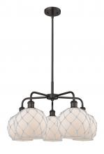 Innovations Lighting 516-5CR-OB-G121-8RW - Farmhouse Rope - 5 Light - 27 inch - Oil Rubbed Bronze - Stem hung - Chandelier