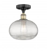 Innovations Lighting 616-1F-BAB-G555-10CL - Ithaca - 1 Light - 10 inch - Black Antique Brass - Semi-Flush Mount