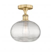 Innovations Lighting 616-1F-BB-G555-10CL - Ithaca - 1 Light - 10 inch - Brushed Brass - Semi-Flush Mount