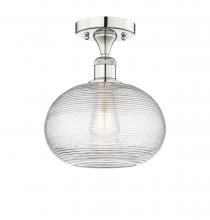 Innovations Lighting 616-1F-PN-G555-10CL - Ithaca - 1 Light - 10 inch - Polished Nickel - Semi-Flush Mount