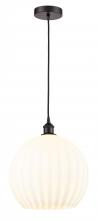 Innovations Lighting 616-1P-OB-G1217-14WV - White Venetian - 1 Light - 14 inch - Oil Rubbed Bronze - Cord Hung - Pendant