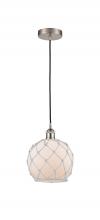 Innovations Lighting 616-1P-SN-G121-8RW - Farmhouse Rope - 1 Light - 8 inch - Brushed Satin Nickel - Cord hung - Mini Pendant