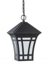 Generation Lighting 69131EN3-12 - Herrington transitional 1-light LED outdoor exterior hanging ceiling pendant in black finish with et