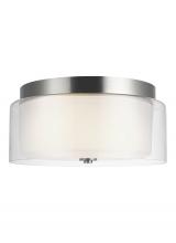 Generation Lighting 7537302EN3-962 - Elmwood Park traditional 2-light LED indoor dimmable ceiling semi-flush mount in brushed nickel silv