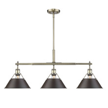 Golden 3306-LP AB-RBZ - Orwell 3-Light Linear Pendant in Aged Brass with Rubbed Bronze