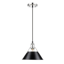 Golden 3306-M CH-BLK - Orwell 10" Wide Medium Pendant in Chrome with Matte Black