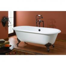 Cheviot Products 2127-WW-SB - Regal Tub, 61'', White, Roll Rim, Satin Brass Feet