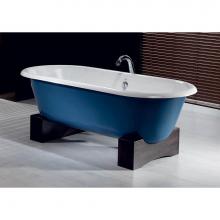 Cheviot Products 2128-WC-6-FO - REGAL Cast Iron Bathtub with Wooden Base and Faucet Holes