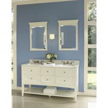 Fairmont Designs 1512-VH6021D - Shaker Americana 60'' Double Bowl Open Shelf Vanity - Polar White