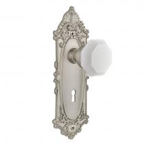 Nostalgic Warehouse 749477 - Nostalgic Warehouse Victorian Plate with Keyhole Privacy Waldorf White Milk Glass Knob in Satin Ni