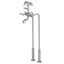 Rubinet 3FRMLBBWH - Floor Mount Tub Filler With Hand Held Shower