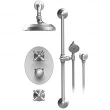 Rubinet T41FMCCHGD - Temperature Control Shower With Two Seperate Volume Controls, Aquatron Shower Head, Bar, Integral