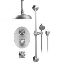 Rubinet T42FMCCHBB - Temperature Control Shower With Two Seperate Volume Controls, Aquatron Shower Head, Bar, Integral